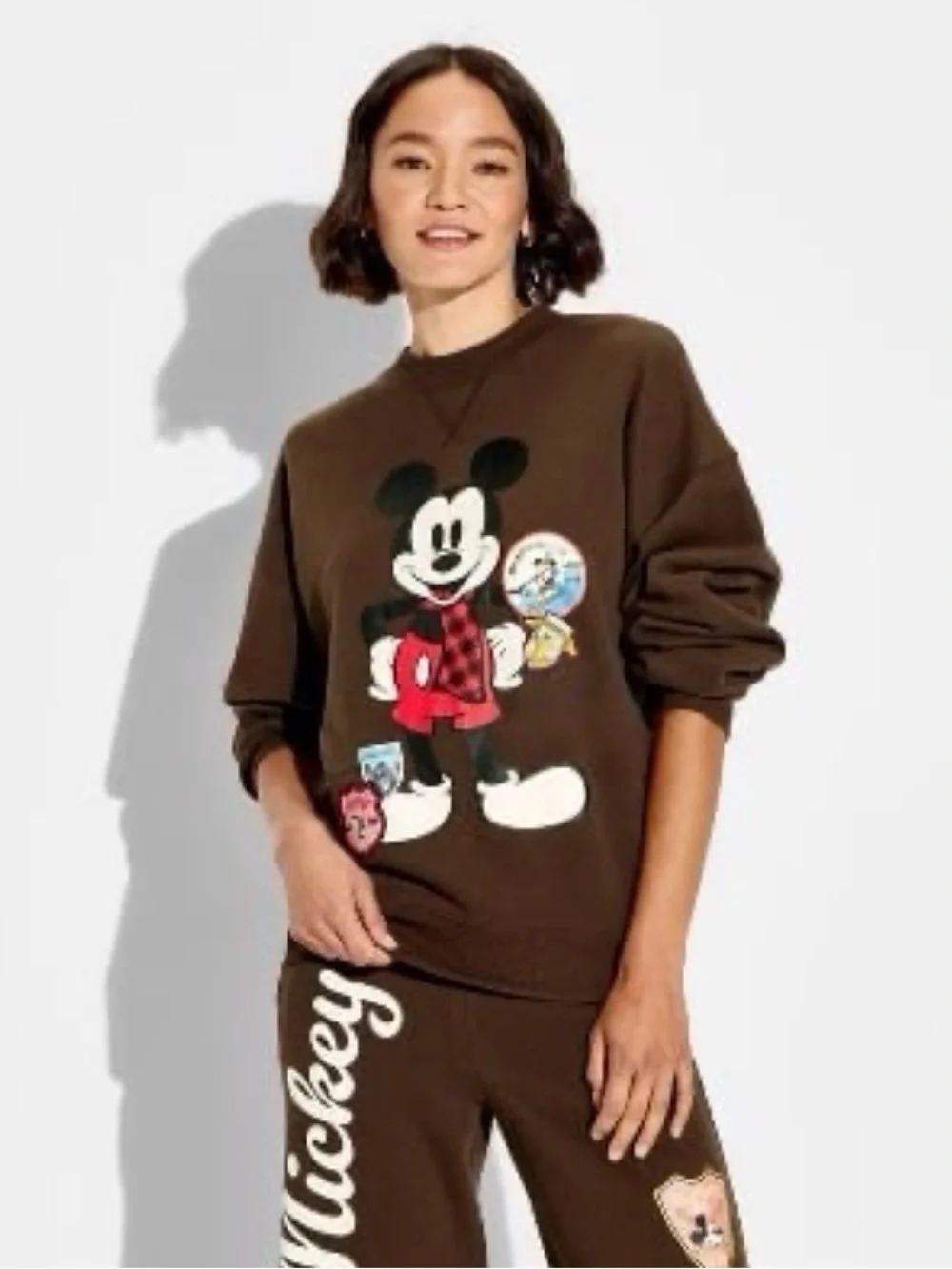 Disney Mickey Mouse Brown Crewneck Sweatshirt & Sweatpants Set